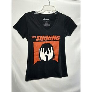 The Shining Horror Film Vneck‎ T-shirt Womens XS Movie Halloween Heres Johnny